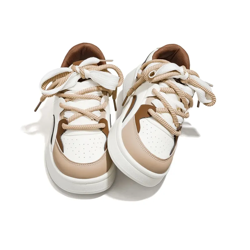 HUANQIU Shock Absorbers With Slip Resistant Features Low Top Skateboard Shoes Women's Khaki-4
