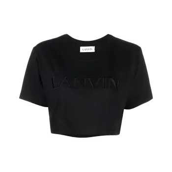 Lanvin Paris Embroidered Cropped Tee 'Black'