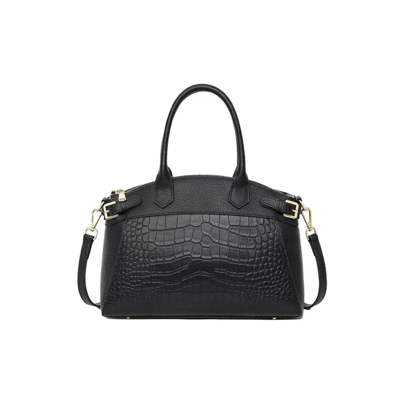 MILLIE'S Cow Leather Shoulder Bag, Crossbody Bag, Handbag Regular Women's Black/Khaki-2