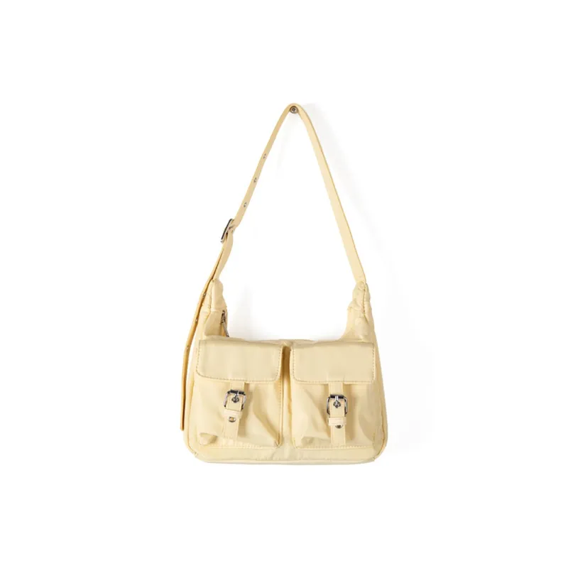 HAWA Nylon Shoulder Bag Medium Size Women's Ecru/Yellow/Black-1