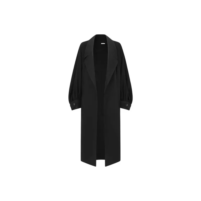 DEEPMOSS Trench Coats Women's Black-0