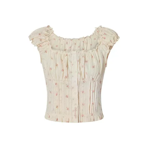 LA CRAWFISH Crop Tops Women's Beige Apricot