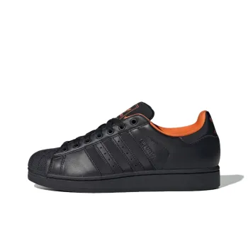 Adidas Originals Superstar 2 Anti Slip Wear Resistant Low Top Skateboard Shoes Unisex Black Orange