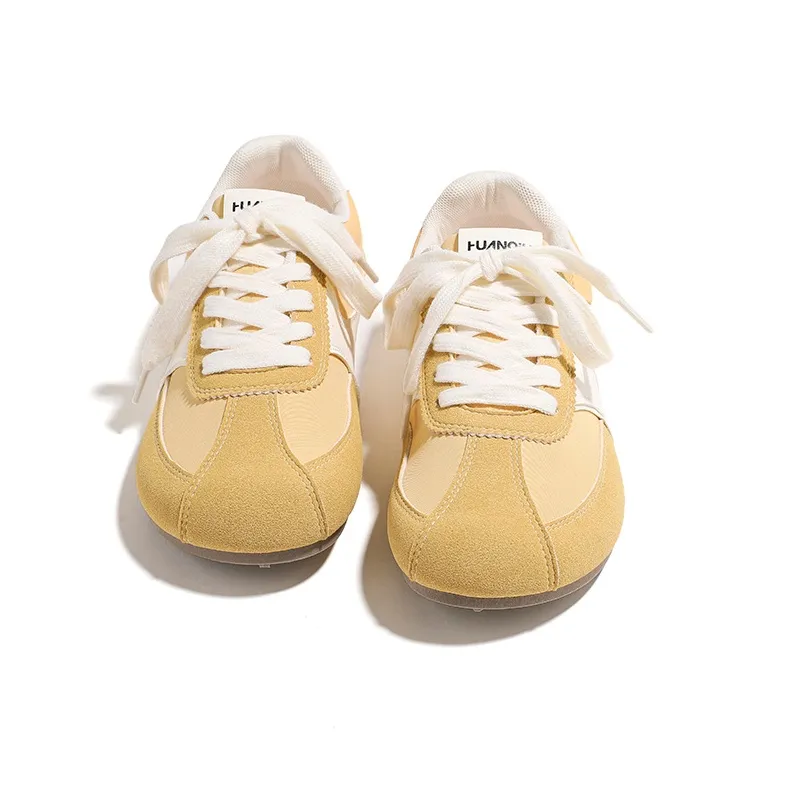 HUANQIU Cushioning Abrasion Resistant Lightweight Low Top Casual Shoes Women's Yellow-2