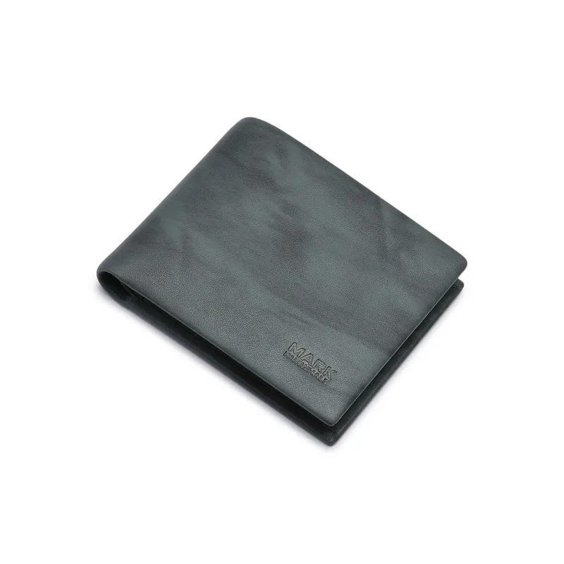 FAIRWHALE Top Grain Cow Leather Wallet Men's Gray Green-10