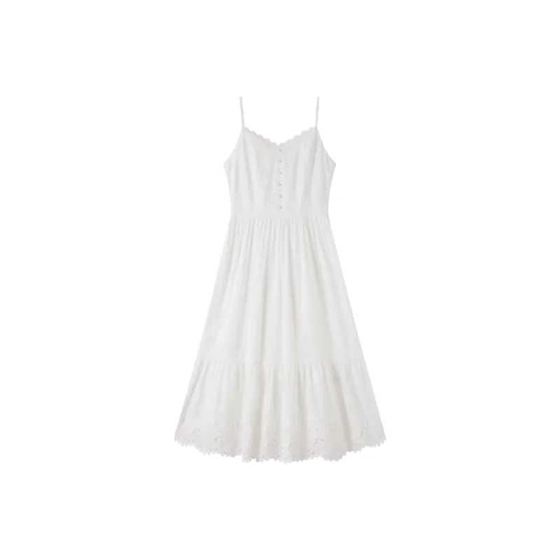 XIANGYING Slip Dresses Women's White-0