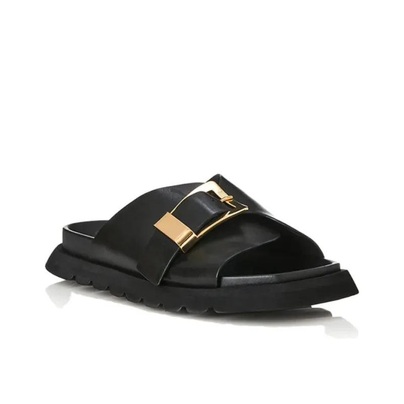 ALIAS MAE Rubber Sole Slip Resistant Odor Resistant Slide Slippers Women's Black-1