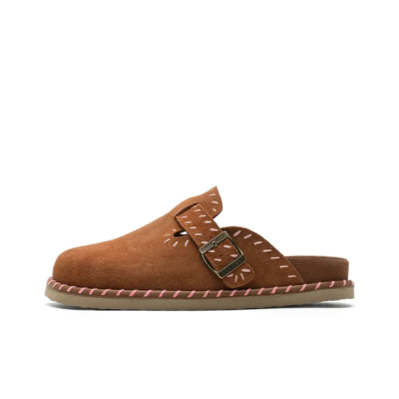 WEISHIBANGWEI Closed Toe Slippers Unisex Brown Red-0