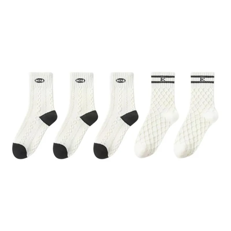 Urban Beauty Mid Calf Socks Women's Combo Set-5