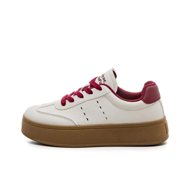 Dafu Leaps Forward Anti Slip Wear Resistant Low Top Skateboard Shoes Women's Red-0