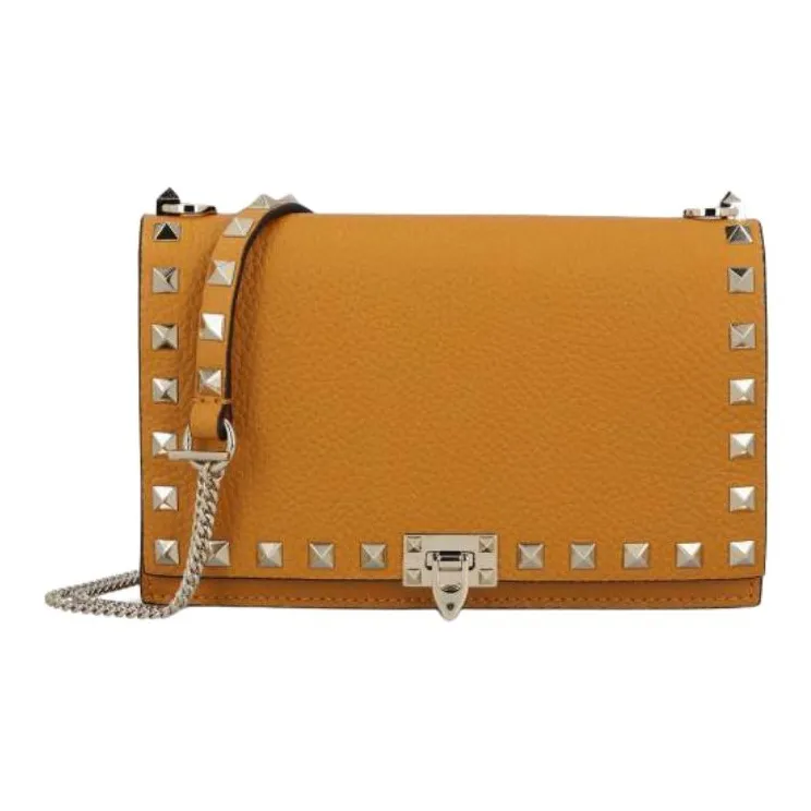 Valentino GARAVANI ROCKSTUD Calfskin Crossbody Bag Women's Yellow-1