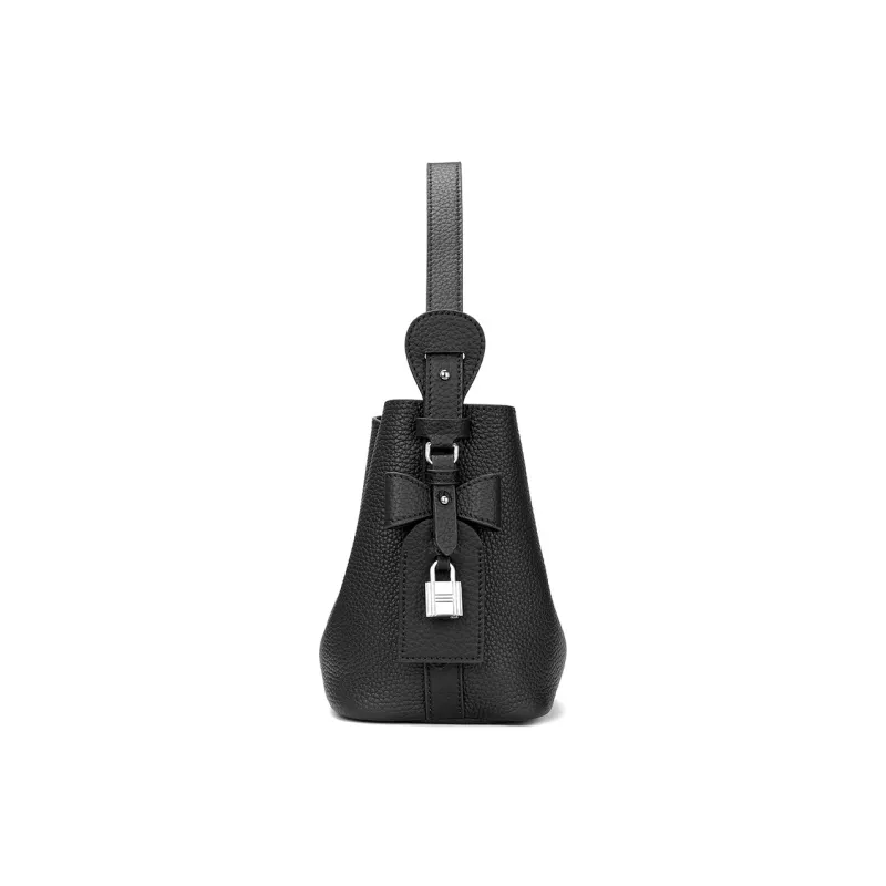 ROBERTA DI CAMERINO Top Grain Cow Leather Bucket Bag Handbag Women's Ecru/Black-12