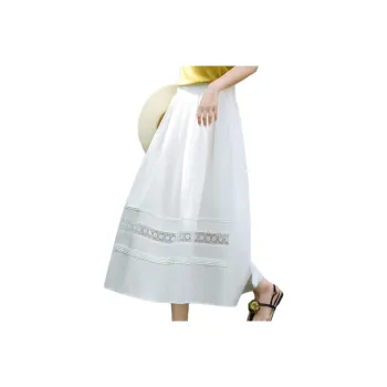 XWI Casual Long Skirts Women's Light Milk White