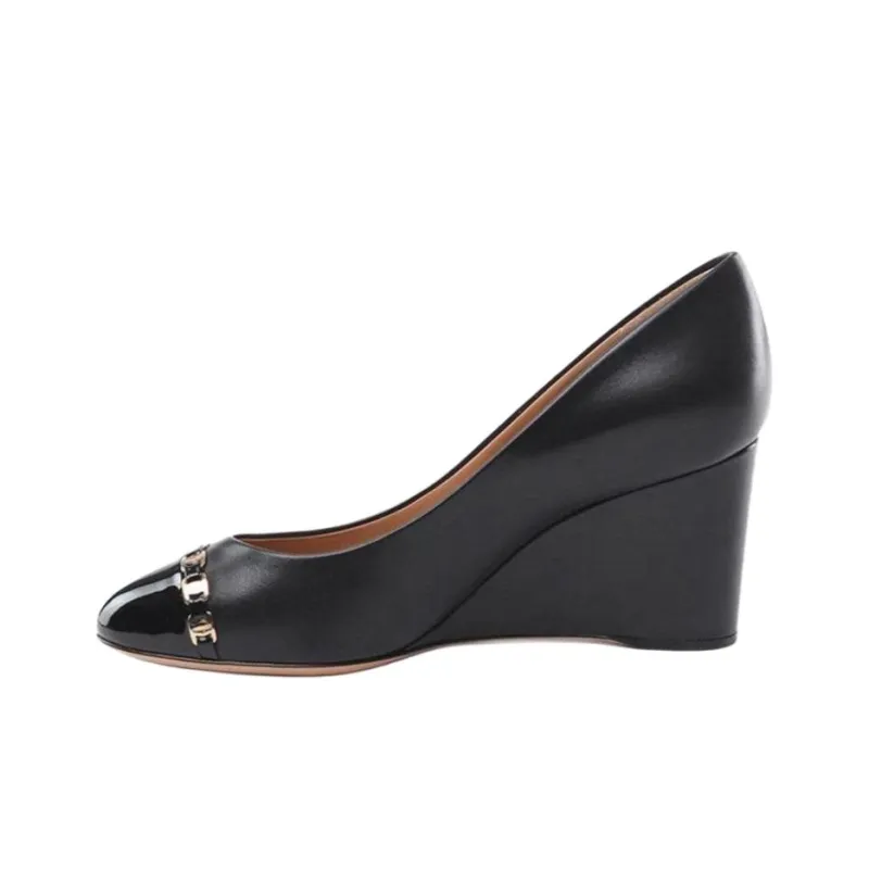 FERRAGAMO Wedge Heel High Heels 6.5cm Women's Black-0