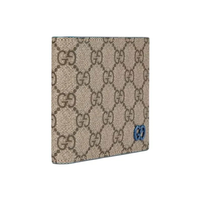 GUCCI GG Supreme Leather Wallet Men's Beige & Dark Brown-1