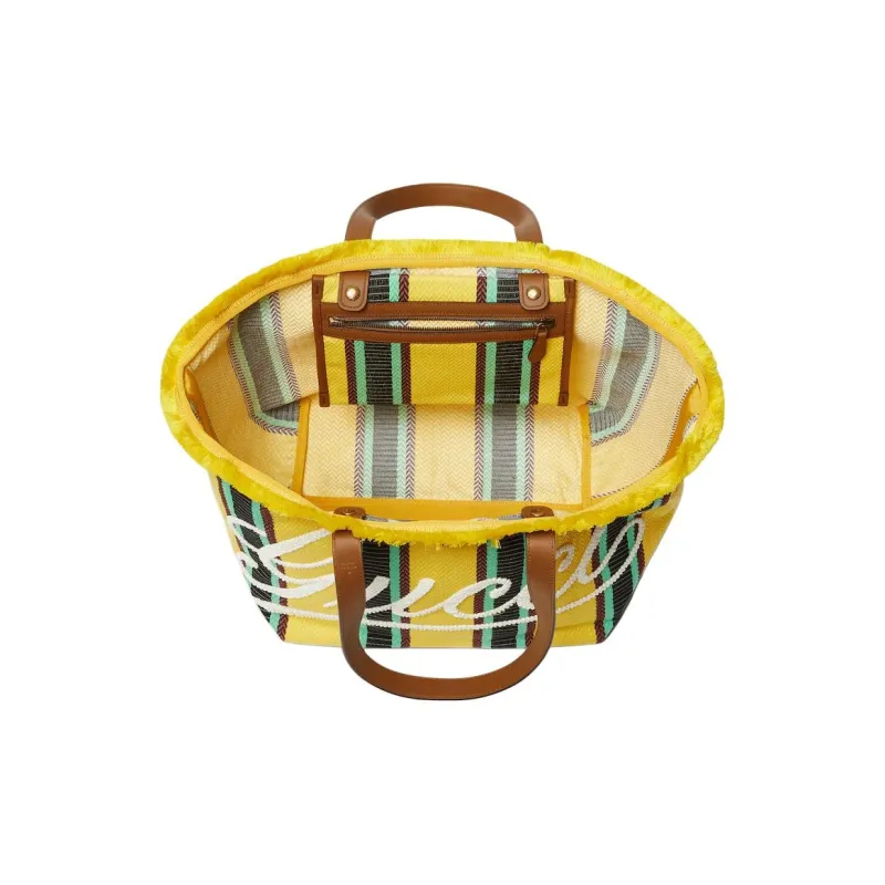 GUCCI Cotton Fabric Tote Bag, Shopping Bag, Handbag, Shoulder Bag Medium Size Men's Yellow-4
