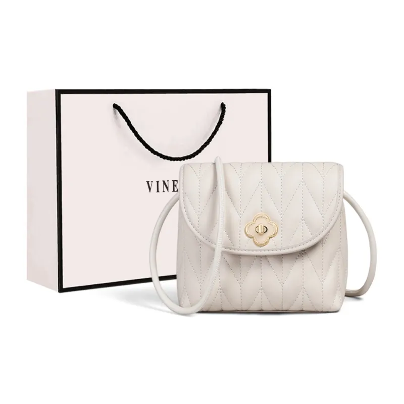 VINEY Cow Leather Shoulder Bag, Crossbody Bag Regular Women's Ecru-0
