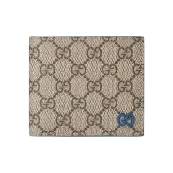 GUCCI GG Supreme Leather Wallet Men's Beige & Dark Brown