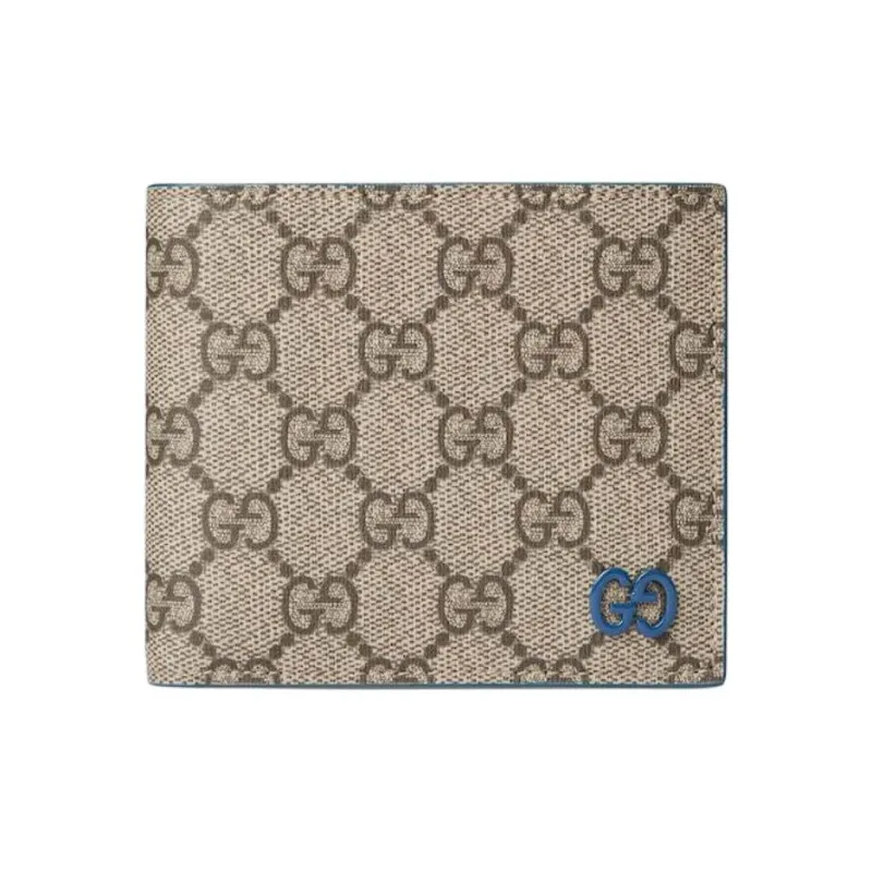 GUCCI GG Supreme Leather Wallet Men's Beige & Dark Brown-0