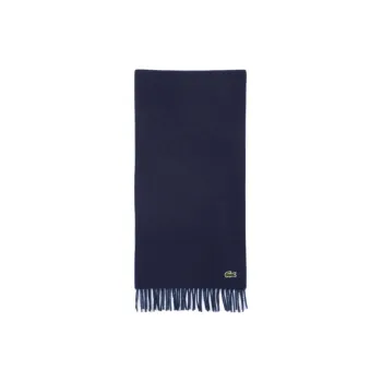 LACOSTE Cashmere Wool Knit Scarves Unisex Dark Blue