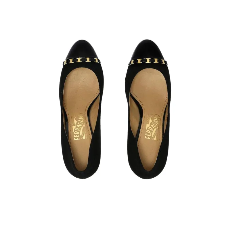 FERRAGAMO Wedge Heel High Heels Women's Black-4