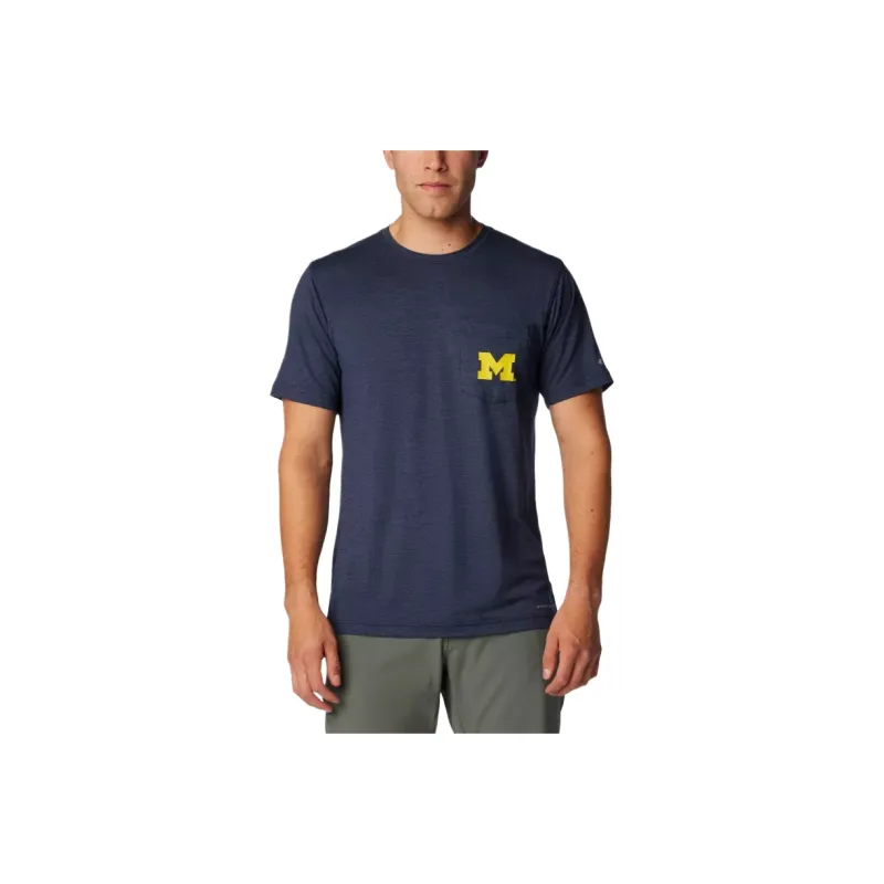Columbia Collegiate Tech Trail T Shirt Men's Marine Blue-0