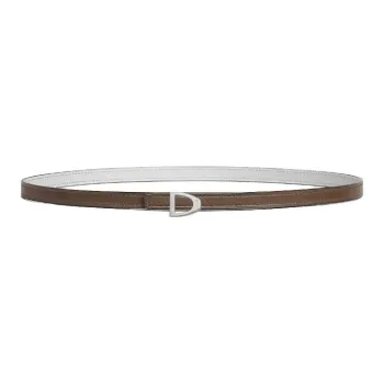 HERMES Calfskin Leather Belts Women's Taupe Width 1.3cm