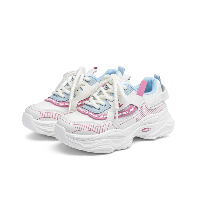 Warrior Anti Slip Wear Resistant Low Top Casual City Commute Running Shoes Women's Beige Pink-2