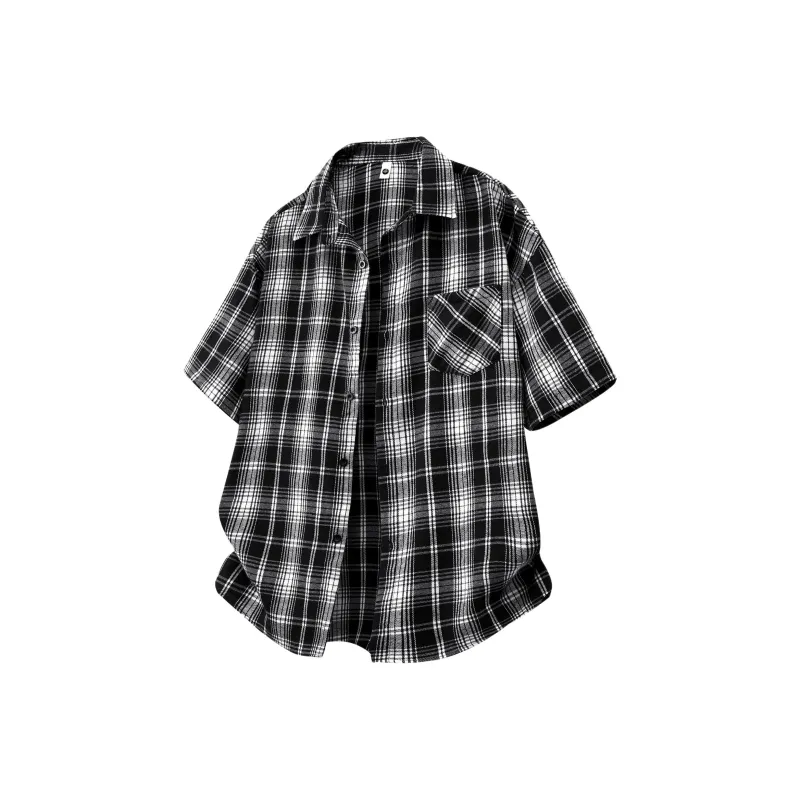 D&W Shirt Unisex Black Plaid Color-0