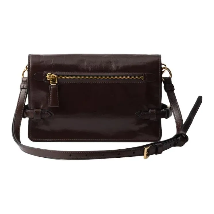 PRADA Calfskin Crossbody Bag, Shoulder Bag Women's Dark Brown-2