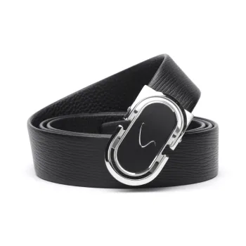 Satchi Cow Leather Belts Men's Black Width 3.4cm