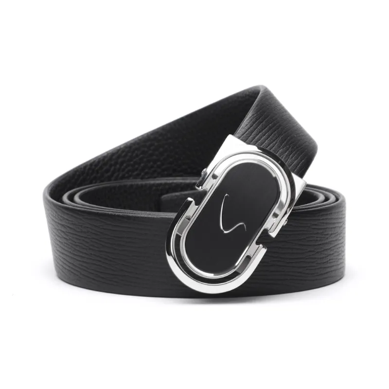 Satchi Cow Leather Belts Men's Black Width 3.4cm-0