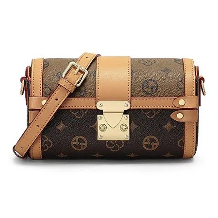 CNNCOO Synthetic Leather Cylinder Bag Crossbody Bag Women's Coffee-5