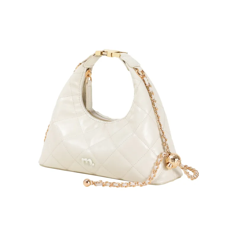 Miao Di Cow Leather Shoulder Bag, Crossbody Bag, Handbag Trumpets Women's Milkshake White-5