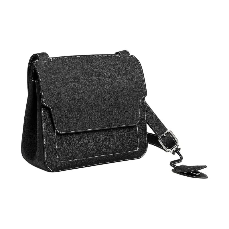 HERMES Mali Selle Togo Calfskin Messenger Bag, Crossbody Bag Trumpets Men's 89 Noir Black-1