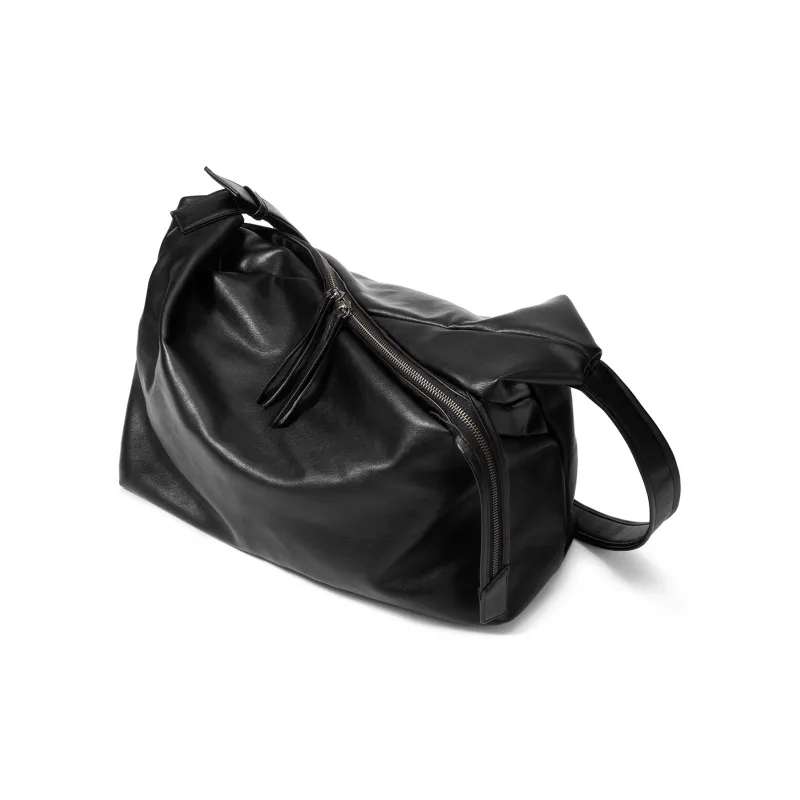 Yawei Kuroda PU With Artificial Leather Crossbody Bag Unisex Black-4