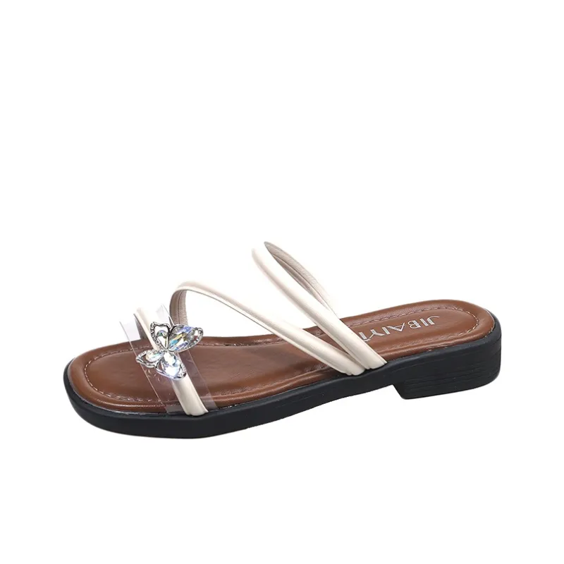 AJPAP Rubber Sole Rhinestone Slip Resistant Odor Resistant Abrasion Resistant Slide Slippers Women's-6
