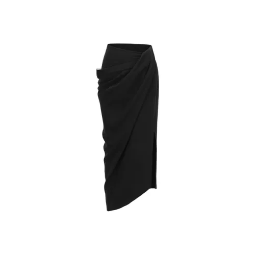 DEEPMOSS 블랙 여성 캐주얼 롱 스커트