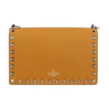 Valentino GARAVANI ROCKSTUD Calfskin Crossbody Bag Women's Yellow