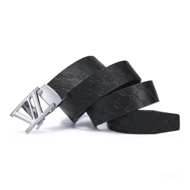 Cheekkiss Top Grain Cow Leather Belts Men's Gunmetal 3.5cm-7