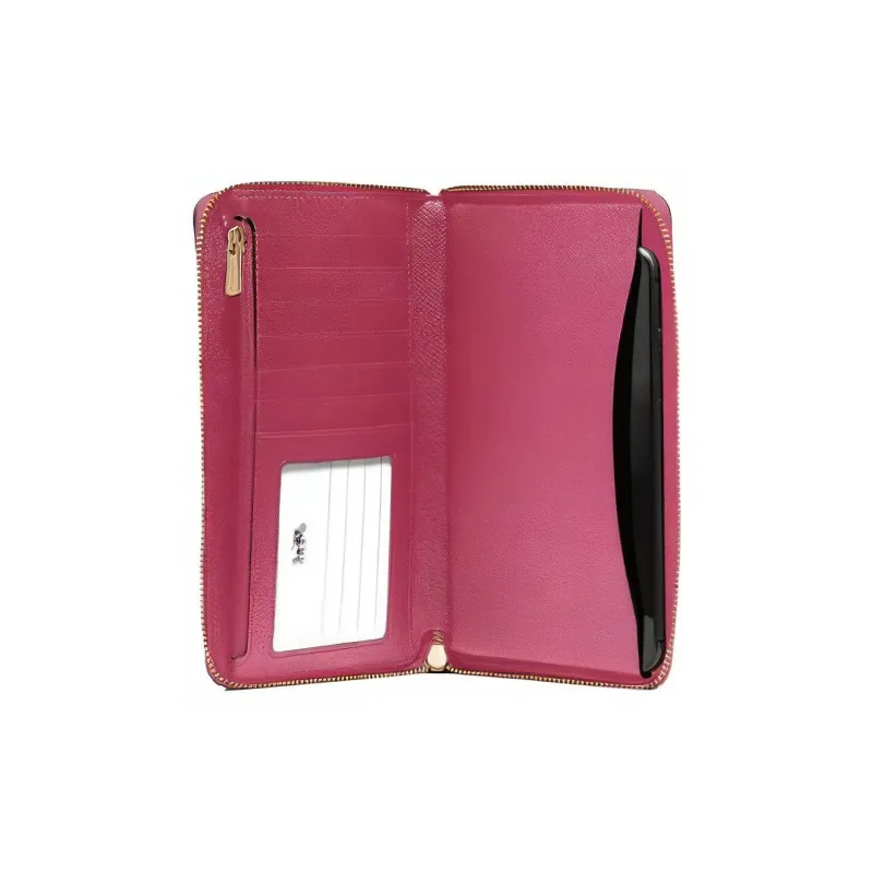 COACH Leather Wallet Trumpets Women's Rose Red-1