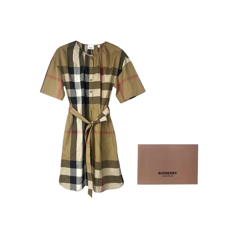 Burberry SS25 Short Sleeved Dress Women's Brown-3
