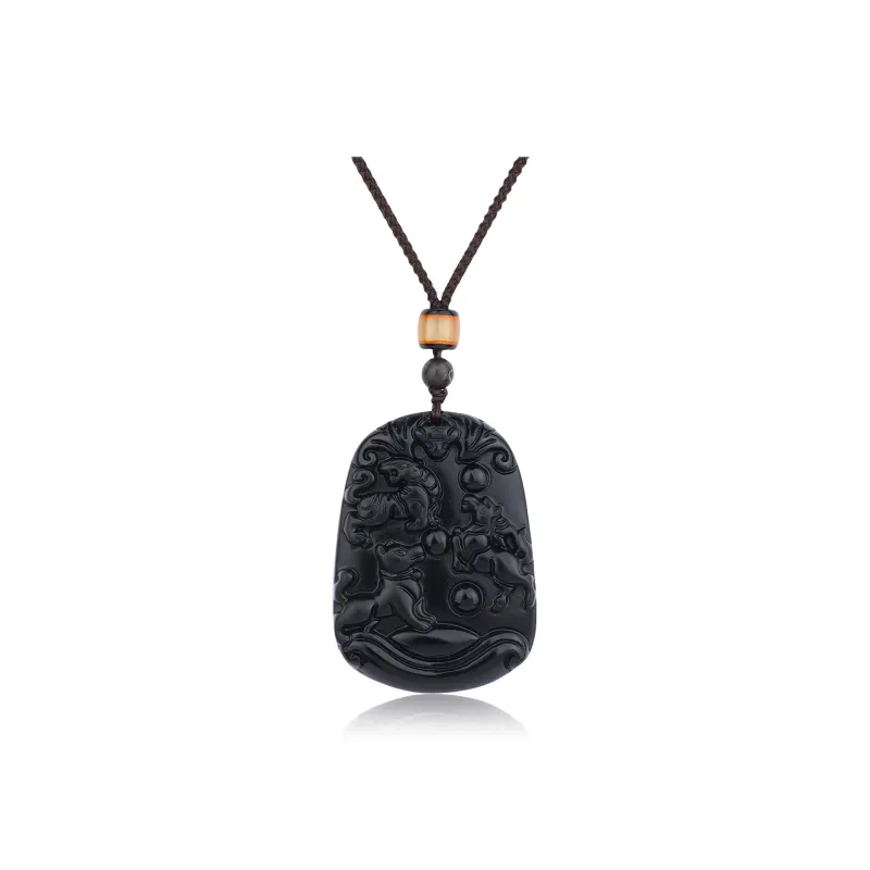 CHINA GOLD Natural Obsidian Necklaces Unisex-7