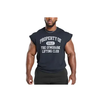 GYMSHARK Graphic Cut Off T Shirt Men's Dark Blue