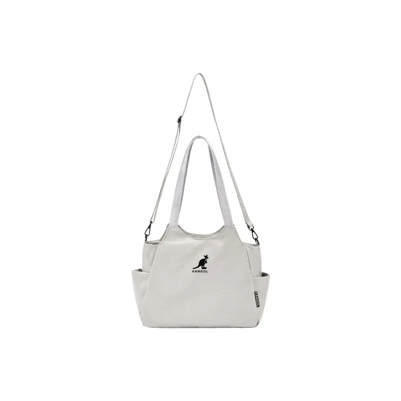 KANGOL Nylon Tote Bag, Shoulder Bag Medium Size Unisex Light Gray/Ivory White/Peach Pink/Black-4
