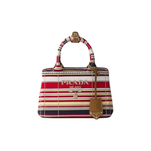 PRADA Cotton One Shoulder Handbag Mini Women's Red & Yellow