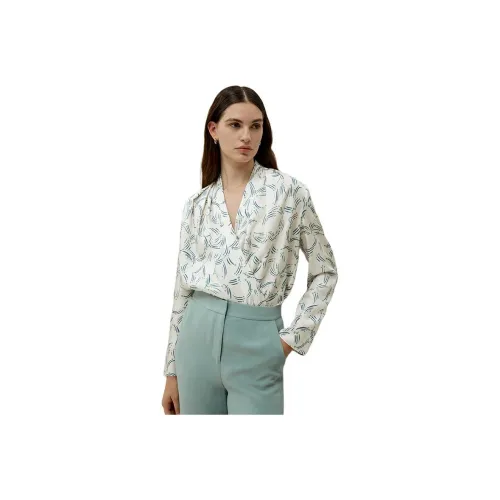 LILIXIUKE Shirts Women's Green Branch Green Leaf Print