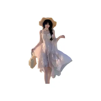 XIANSINIAO Slip Dresses Women's Gilded Sheer Pink