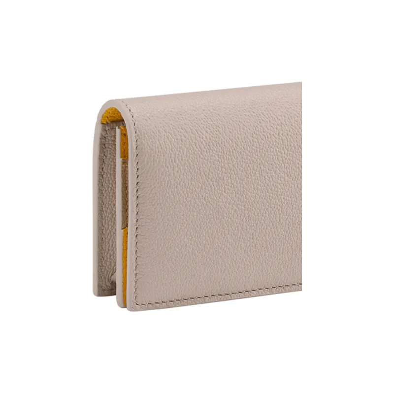 BVLGARI Grain Calfskin Business Card Holder Men's Gray-4