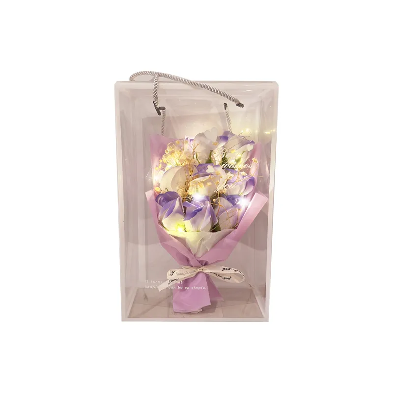 Future Maple Creative Dried Baby's Breath Preserved Flower Rose Birthday Bouquet, 9 Roses-12
